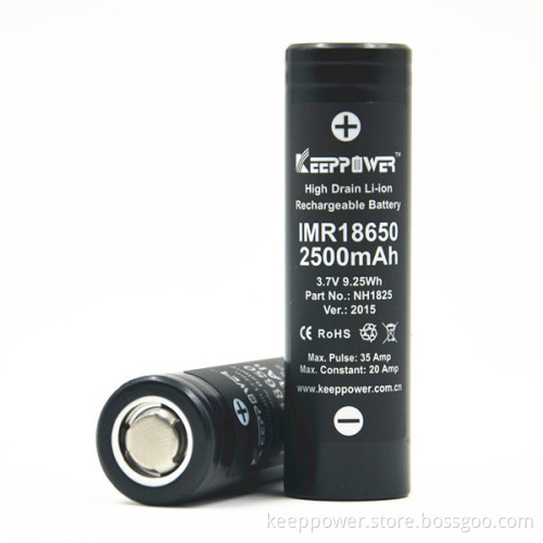 IMR18650 2500mAh KeepPower high discharge 35amp 18650 battery NH1825